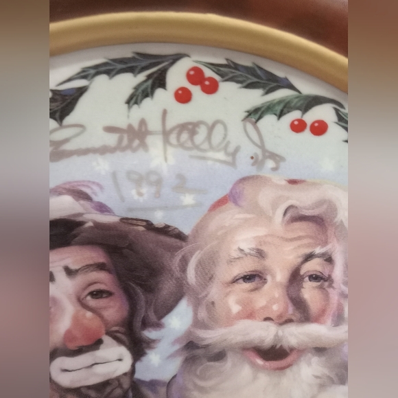 Vintage Wood Framed  "T'is The Season" Emmett Kelly Jr. Plate by Rusty Signed - Picture 4 of 8